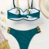 Maillot de bain bandeau coque avec bretelles Ariana (vert arrière)