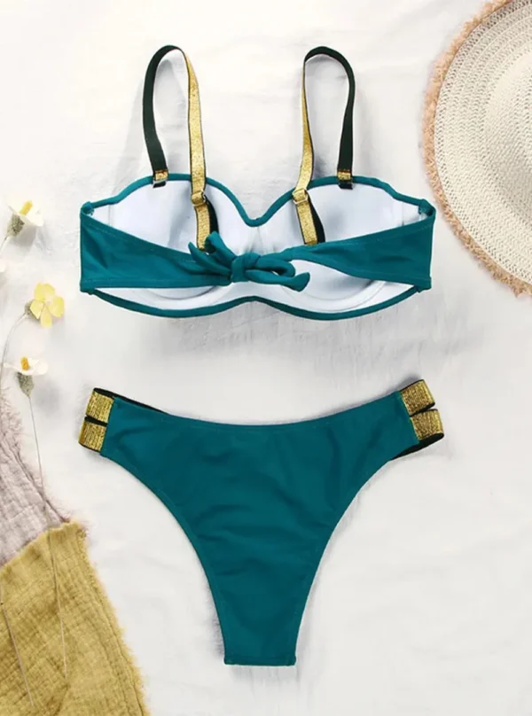 Maillot de bain bandeau coque avec bretelles Ariana (vert arrière)