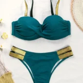 Maillot de bain bandeau coque avec bretelles Ariana (vert avant) (1)