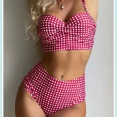 Maillot de bain deux pièces imprimé Vichy Lilith (rouge) Maillot de bain deux pièces imprimé Vichy Lilith (rouge)