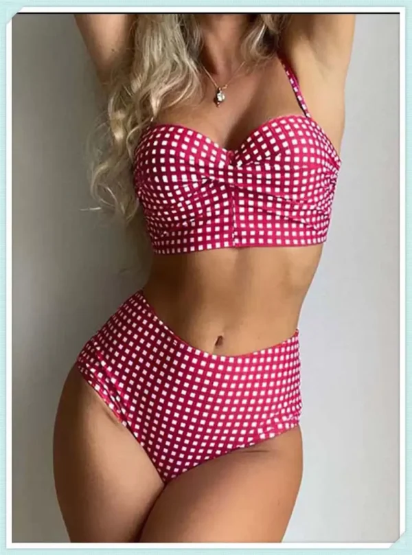Maillot de bain deux pièces imprimé Vichy Lilith (rouge) Maillot de bain deux pièces imprimé Vichy Lilith (rouge)