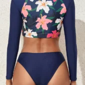 Maillot de bain deux pièces imprimé à manches longues (arrière)