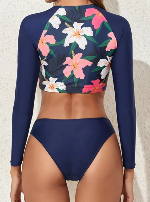 Maillot de bain deux pièces imprimé à manches longues (arrière)