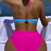 Monokini croisé sur le devant multicolore Mia (dos) Monokini croisé sur le devant multicolore Mia (dos)
