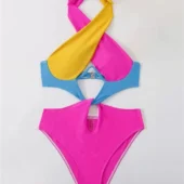 Monokini croisé sur le devant multicolore Mia (non porté face) Monokini croisé sur le devant multicolore Mia (non porté face)