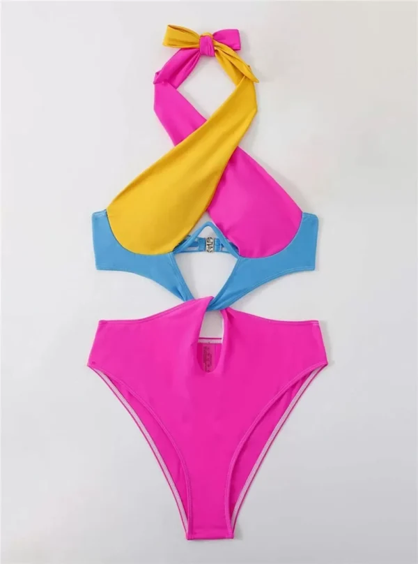 Monokini croisé sur le devant multicolore Mia (non porté face) Monokini croisé sur le devant multicolore Mia (non porté face)