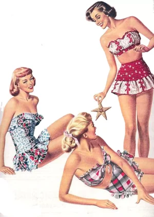 Trio de femmes en maillot vintage (dessin)