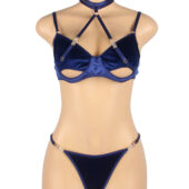 Ensemble sexy en velours bleu Saphir