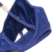 Ensemble sexy en velours bleu Saphir (bretelles)