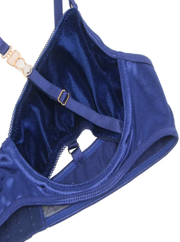 Ensemble sexy en velours bleu Saphir (bretelles)