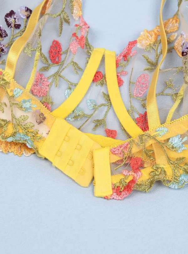 Ensemble transparent jaune à fleurs avec porte-jarretelles Summer (détails 2)