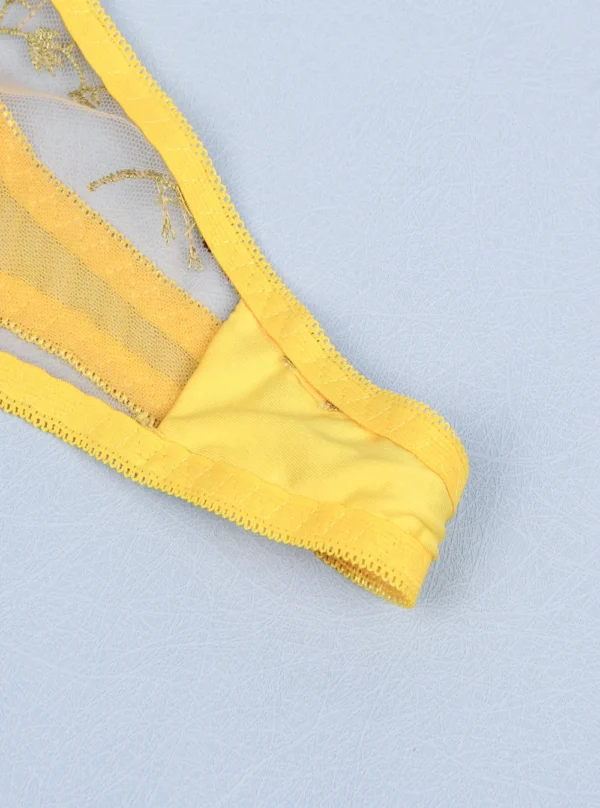 Ensemble transparent jaune à fleurs avec porte-jarretelles Summer (zoom 2)