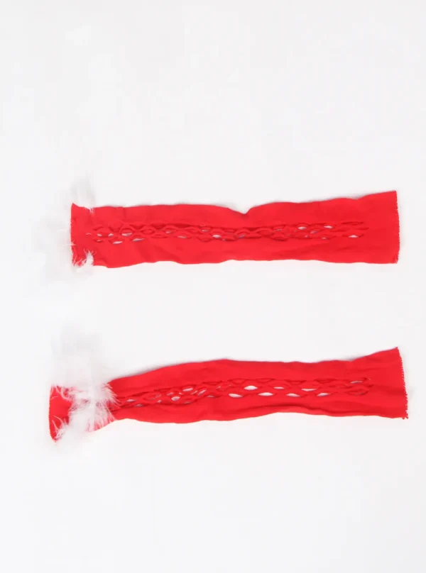 Robe résille filet Noël rouge (accessoire gants) Robe résille filet Noël rouge (accessoire gants)