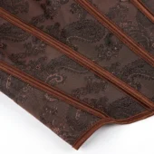 Bustier-marron-dos-nu-Sybille-zoom-tissu-fond-blanc Détail jacquard paisley bustier Sybille marron — Shivaleecious