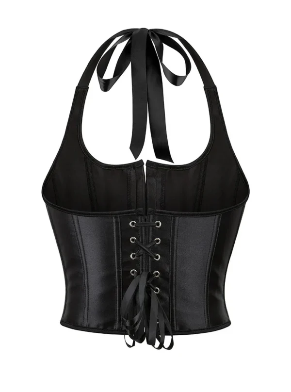 Bustier noir en satin (arrière)