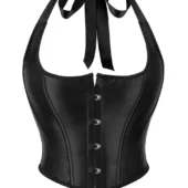 Bustier noir en satin (avant)