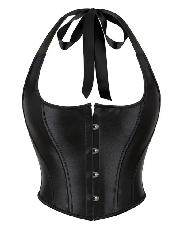 Bustier noir en satin (avant)