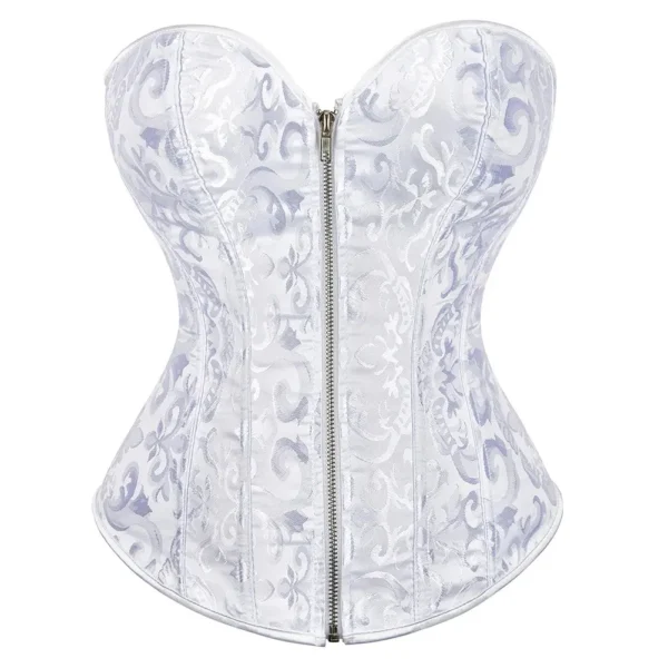 Corset blanc chic à fermeture éclair (3)