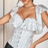 Corset blanc élégant et bretelles en satin Corset blanc élégant et bretelles en satin