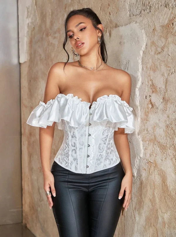 Corset blanc élégant et bretelles en satin (6) Corset blanc élégant et bretelles en satin (6)
