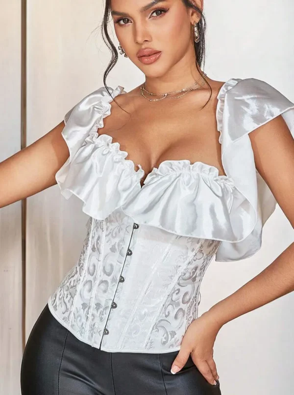 Corset blanc élégant et bretelles en satin Corset blanc élégant et bretelles en satin