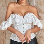 Corset blanc élégant et bretelles en satin (9) Corset blanc élégant et bretelles en satin (9)