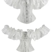 Corset blanc élégant et bretelles en satin (produit seul) Corset blanc élégant et bretelles en satin (produit seul)