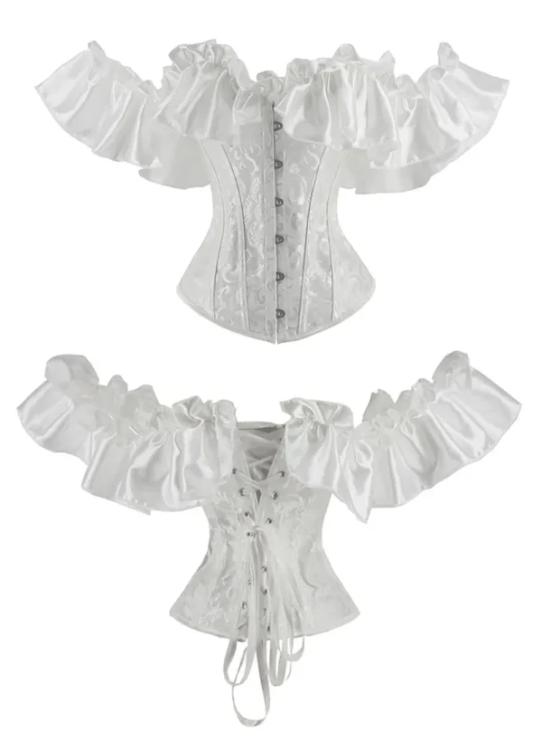 Corset blanc élégant et bretelles en satin (produit seul) Corset blanc élégant et bretelles en satin (produit seul)
