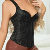 Corset bustier noir à bretelles (2) Corset bustier noir à bretelles (2)