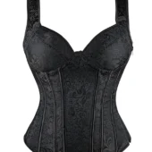 Corset bustier noir à bretelles (5) Corset bustier noir à bretelles (5)