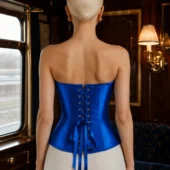 Corset satin bleu Ondine, laçage arrière — Shivaleecious