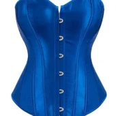 Corset satin bleu, vue avant sur fond blanc — Shivaleecious