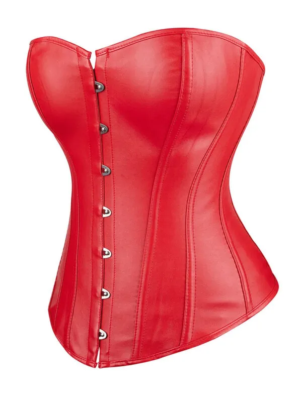 Corset simili cuir rouge Crimson (8)
