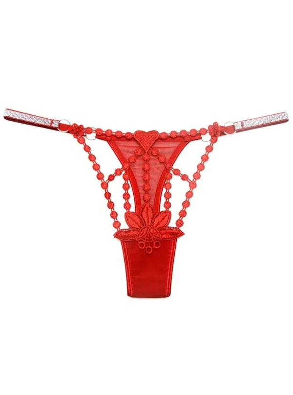 string brodé chic Amalia (rouge clair)