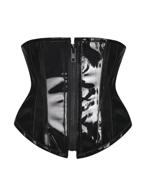 Corset Serre-Taille en Vinyle Noir Laqué Hypnos