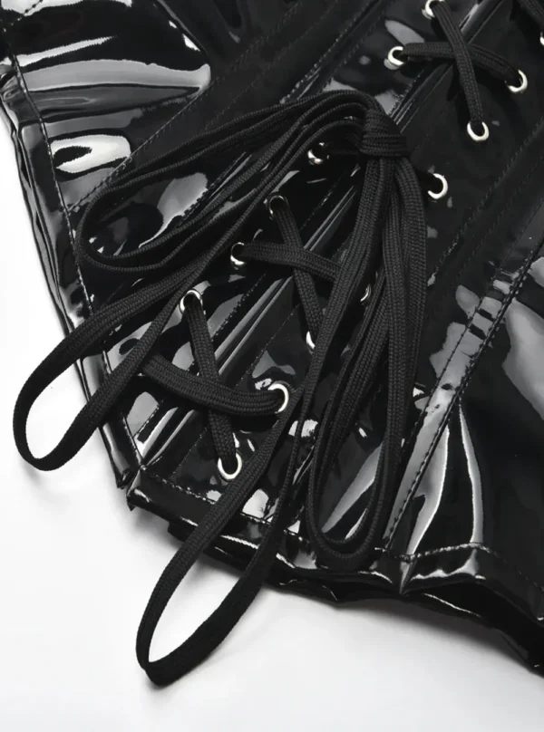 Corset Serre-Taille en Vinyle Noir Laqué Hypnos (laçage) Corset Serre-Taille en Vinyle Noir Laqué Hypnos (laçage)