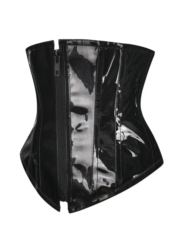 Corset Serre-Taille en Vinyle Noir Laqué Hypnos (profil) Corset Serre-Taille en Vinyle Noir Laqué Hypnos