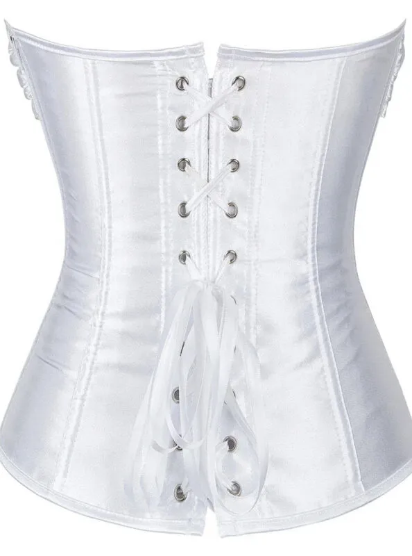 Corset bustier dentelle & satin blanc Dragée (arrière)