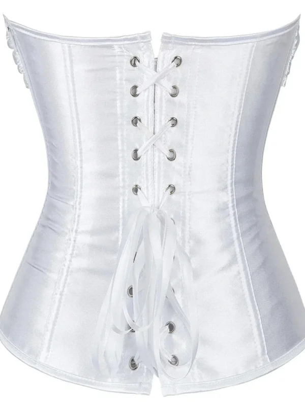 Corset bustier dentelle & satin blanc Dragée (arrière) Corset bustier dentelle & satin blanc Dragée (arrière)