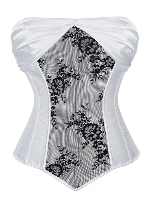 Corset bustier dentelle satin blanc Dragée
