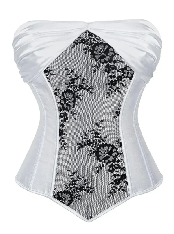 Corset bustier dentelle satin blanc Dragée Corset bustier dentelle satin blanc Dragée