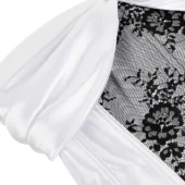Corset bustier dentelle & satin blanc Dragée (décolleté) Corset bustier dentelle & satin blanc Dragée (décolleté)