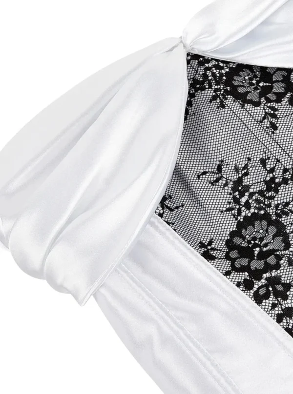 Corset bustier dentelle & satin blanc Dragée (décolleté) Corset bustier dentelle & satin blanc Dragée (décolleté)