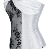 Corset bustier dentelle & satin blanc Dragée (profil) Corset bustier dentelle & satin blanc Dragée (profil)