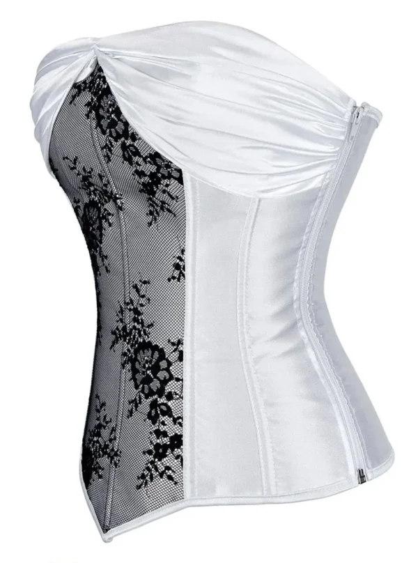 Corset bustier dentelle & satin blanc Dragée (profil) Corset bustier dentelle & satin blanc Dragée (profil)