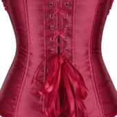 Corset bustier satin rouge et dentelle noire Lie de Vin (dos)