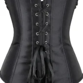 Corset dentelle satin noir Dark Moon (arrière) Corset dentelle satin noir Dark Moon (arrière)