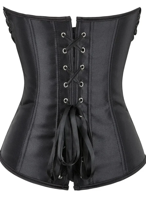 Corset dentelle satin noir Dark Moon (arrière) Corset dentelle satin noir Dark Moon (arrière)