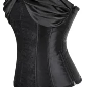 Corset dentelle satin noir Dark Moon (profil) Corset dentelle & satin noir Dark Moon