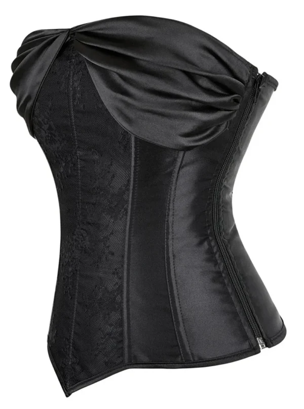 Corset dentelle satin noir Dark Moon (profil) Corset dentelle & satin noir Dark Moon